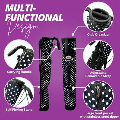 Taboo Fashion Sunday Golf Bags for Women - Lightweight Golf Range Bag with Self Flexing Stand and Shoulder Strap for Driving Range, Par 3 or Executive Course - color: City Lights