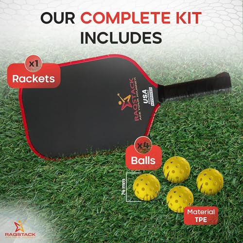 Carbon Fiber Pickleball Paddles with 4 Indoor Pickleball Balls - Top Performing T700 Pickleball Paddle USA Approved - Ace Your Journey with Our Pickle Ball Paddle