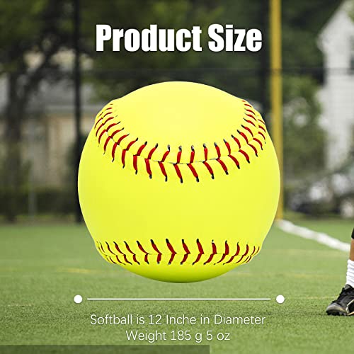 GKK Softballs 12 Inch Sports Practice 4 Pack Official Size and Weight Softball Fastpitch Practice Softballs Autograph Softball Training Ball for Games, Soft Toss, Batting