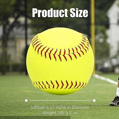 GKK Softballs 12 Inch Sports Practice 4 Pack Official Size and Weight Softball Fastpitch Practice Softballs Autograph Softball Training Ball for Games, Soft Toss, Batting