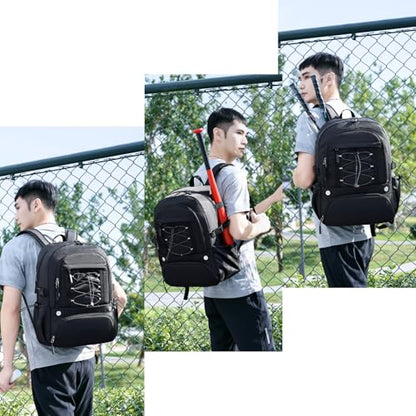 Basketball Bag Backpack with Separate Shoes Compartment & Ball Holder, Large Multi Functional Sports Bag Basketball Accessories fit Soccer Tennis Gym Black