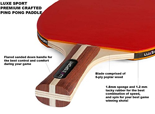 Ping Pong Paddle Set of 4 - Full Table Tennis Bundle inc. 4 Ping Pong Paddles, 8 Three Star Balls, Portable Storage Travel Bag/Case - Racket Set for 2 or 4 Players - Rec Indoor / Outdoor Games
