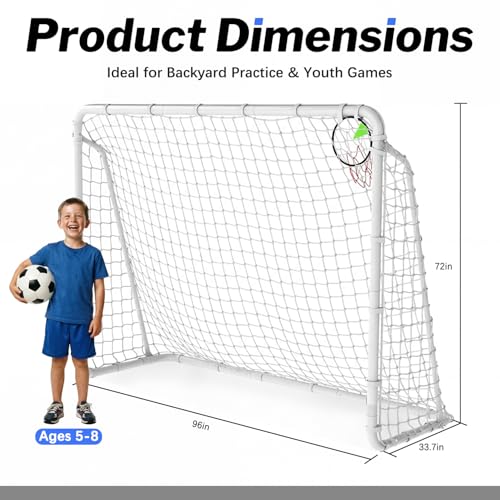 8x6, 12x6, 16x7 FT Soccer Goal for Backyard, Metal Soccer Goals with PE Soccer Net, Target Net & Training Cones, Rust-Proof Reinforced Frame, Outdoor Soccer Net for Kids, Youth Training or Team Game
