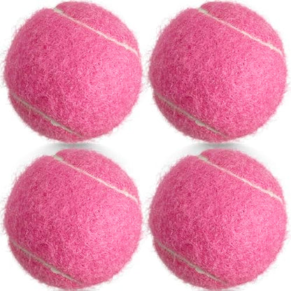 4 Pack Tennis Balls - Long Lasting Practice Balls for Tennis Beginners, Tennis Training Balls, Dog Fetch Toys - color: Pink