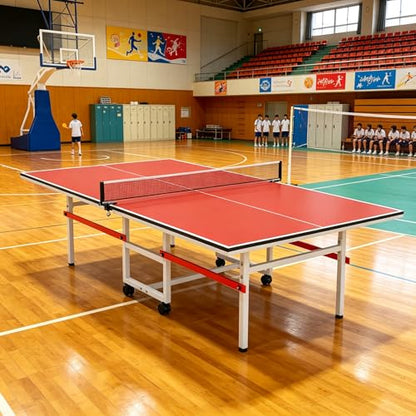 8FT Table Tennis Table with Net, Indoor/Outdoor Professional Ping Pong Table for Kids Adults, Folding Ping Pong Table, Complete Set with Paddles and Balls, School Playground Game Table