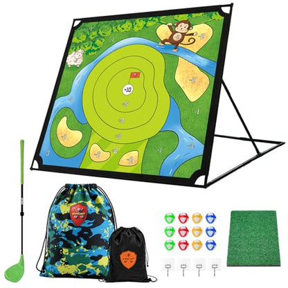 Golf Chipping Practice Game 52" x 52" Indoor Outdoor Games for Adult Kids and Family Golfer Training Set with Club - style: Golf Set with Club
