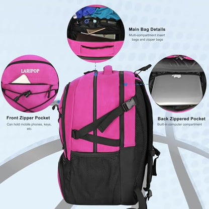 LARIPOP Basketball Backpack Large Basketball Bag with Ball Holder & Shoe Compartment for Youth Adults Men Women - color: Pink