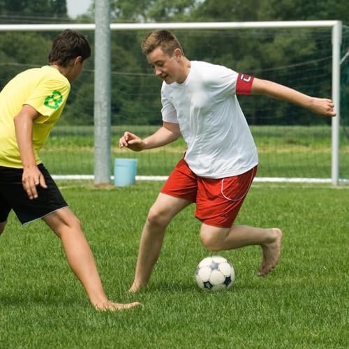 Elastic Soccer Captain 'C' Armband Adjustable Football Basketball Player Arm Bands Non-Slip Anti-Drop Captain's Armband for Adult Youth - size: Youth, style: Red