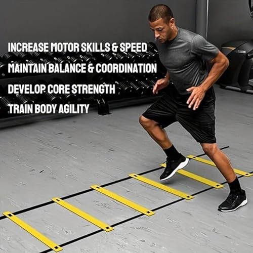 Agility Ladder - Speed Training Ladder for Soccer | Football Fitness Feet Training Carry Bag Agility Trainer Equipment | 12 Rung Speed Equipment for Gym Outdoor Fitness Practice Baseball Sports