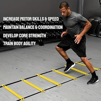 Agility Ladder - Speed Training Ladder for Soccer | Football Fitness Feet Training Carry Bag Agility Trainer Equipment | 12 Rung Speed Equipment for Gym Outdoor Fitness Practice Baseball Sports