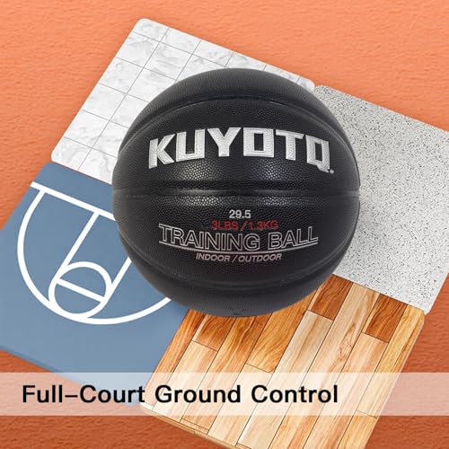 KUYOTQ 3LBS/3.3LBS/2.2LBS Weighted Heavy Training Basketball 29.5/28.5" in and Outdoor Improving Handling Dribbling Passing Rebounding Skill Composite Size 7/6 Weighted Training Basketball Equipment - color: Black, size: Size 7 Adult - 29.5"-3LBS