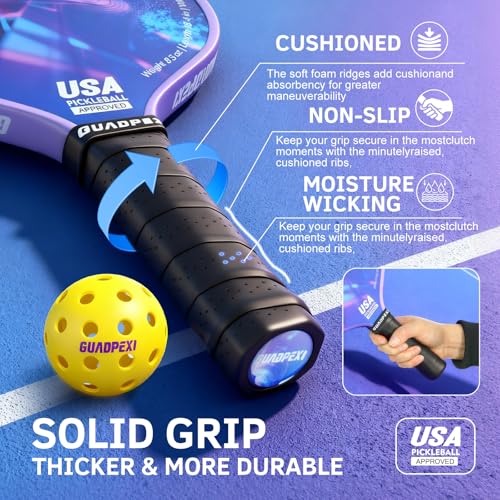 Pickleball Paddles Set 2 Pack USAPA Approved Fiberglass Pickleball Paddles with Honeycomb Core Includes 4 Pickle Balls Carry Bag & Gift Box