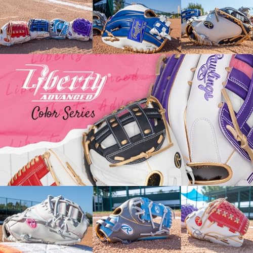 Rawlings | Liberty Advanced Color Series Fastpitch Softball Glove - color: White / Pink | X-Laced Basket Web, size: 12.5" | Utility