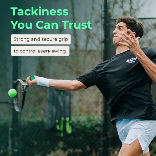 ADV MaxTac Tacky Tennis Overgrip - 12 Pack Extremely Sticky Non-Slip Tennis Grips Overgrip - Razor-Thin & Easy to Use Pro Tennis Racquet Grip Tape (12-Pack Orange)