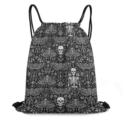 Theft Proof Drawstring Backpack Cinch Sack Water Resistant for Travel Camping Sports Equipment Men Women, Goth Skull Head Board Witch Black Art Bags - color: Picture (760)