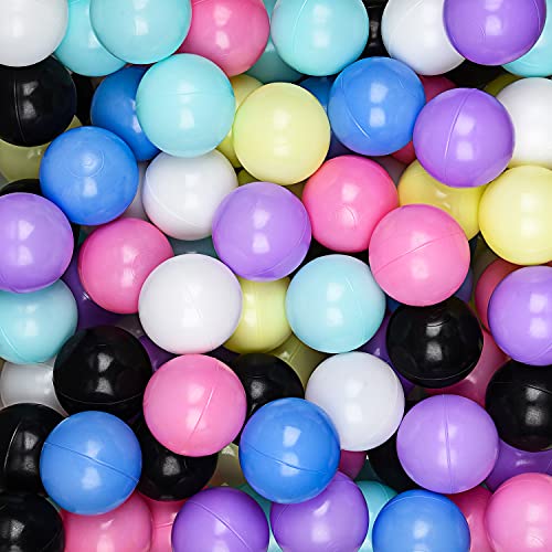 Hovenlay Ball Pit Balls Phthalate Free BPA Free Crush Proof Plastic - 7 Bright Colors in Reusable Play Toys for Kids with Storage Bag - color: 100 Balls, 7maroon Colors