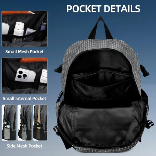 HUA ANGEL Basketball Backpack, Large Sports Bag with Separate Ball Holder & Shoe Compartment, Men/Women Gym Backpack for Basketball Soccer Volleyball - color: Gray