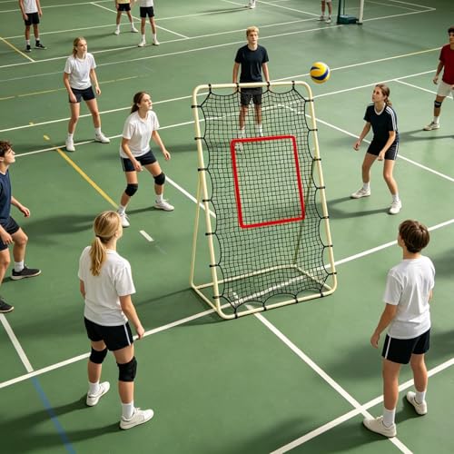 Volleyball Return Net - 7x4Ft Heavy Duty Training Rebounder, Elastic Rope Target Practice Equipment, Durable Sports Net System | Volleyball Return Nets for Outdoor Backyard Court Beach Home Gym