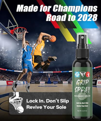 Basketball Grip Spray 4 OZ, 2 in 1 Restore & Improving Shoe Spritz Non-Sticky Sole Bottom Basketball Accessory