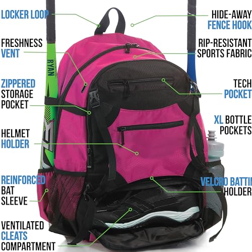 Athletico Advantage Baseball Bag - Baseball Backpack With External Helmet Holder for Baseball, T-Ball & Softball Equipment & Gear for Youth and Adults | Holds Bat, Helmet, Glove, Shoes