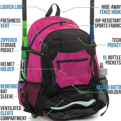 Athletico Advantage Baseball Bag - Baseball Backpack With External Helmet Holder for Baseball, T-Ball & Softball Equipment & Gear for Youth and Adults | Holds Bat, Helmet, Glove, Shoes