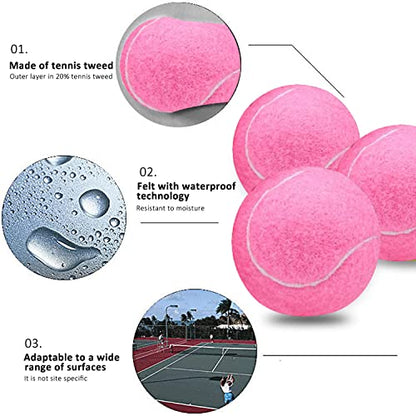 URBEST Tennis Ball 12 Packs Training Tennis Balls Practice Balls for Novice Player, Pet Dog Playing Balls with Mesh Carry Bag - color: Pink