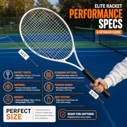 Strena Tennis Racket Set for Adults (2 Pack) – 27” Lightweight Recreational Racquets with Carry Bag – 4 1/4 Grip – Beginner & Casual Play