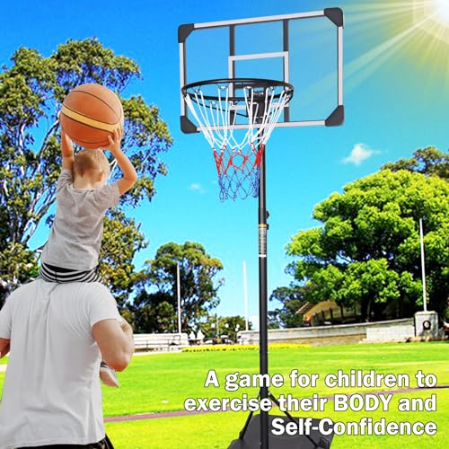 Portable Basketball Hoop, 5.6ft - 7ft Adjustable Basketball Hoop Goal System for Teenagers and Adults in Outdoor/Indoor, 28 Inch Shatterproof Backboard and Wheels