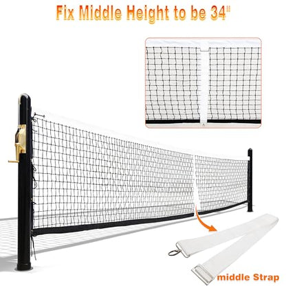 Seliyoo Permanent In-Ground Pickleball Net System,Heavy-Duty Steel Posts, Rust-Proof Coating, USAPA Regulation Size, 22FT Tournament Net with Brass Winder & Galvanized Sleeves,Outdoor Indoor Courts