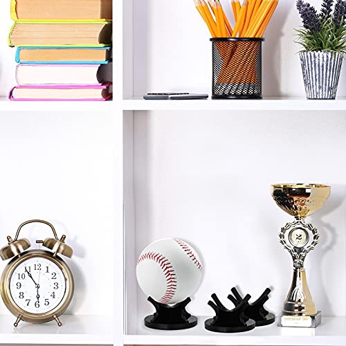 Sumind 3 Pcs Acrylic Small Ball Stand Holder Sport Ball Display Rack Baseball Display Stand with 3 Pieces Non-slip Rubber Pads for Baseball Golf Softball Tennis Spheres, Black - color: Black