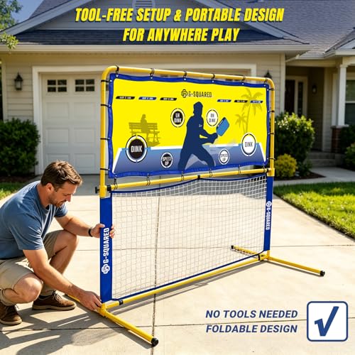 6×6FT 2-in-1 Pickleball Rebounder & Game Net — Portable Pickleball Net, Adjustable Rebounder Training Net, Heavy-Duty Iron Frame, 28KG Tension Ropes (Backyard & Solo Practice) Blue
