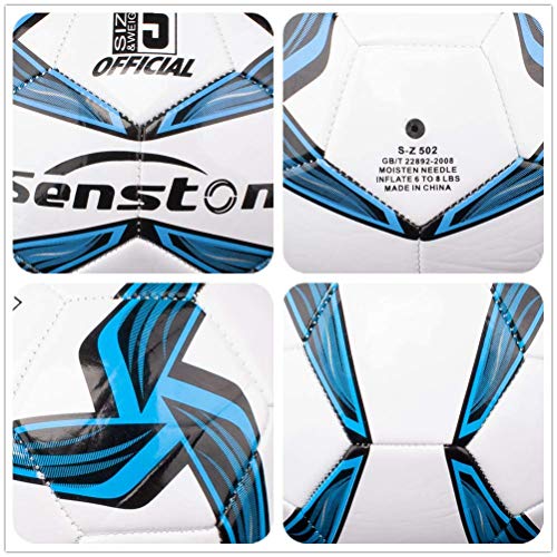 Senston Soccer Ball Size 4 & 5 with Air Pump and Needles - Durable PVC Training Football with Thickened Nylon Winding and Butyl Bladder for Shape Retention - High Value Soccer Set