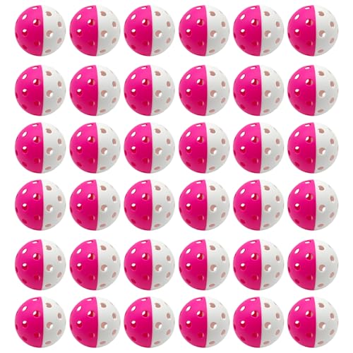 6 Pack Pickle Ball with 40 Holes, Pickleballs High Durability, Outdoor Pickleball Balls with Mesh Bag, Dual Color Pickle Balls with Superb Visibility, Stable Bounce - color: White+Pink, size: 36 - Pack