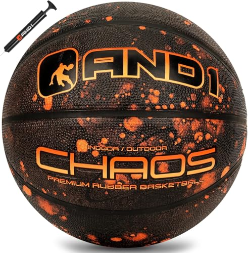 AND1 Chaos Basketball: Official Regulation (29.5 inches) Rubber - Deep Channel Construction Streetball, Made for Indoor Outdoor Basketball Games - color: Brown