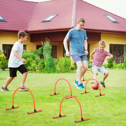 Foilswirl 6 Pcs Indoor Training Arches with Removable Base Soccer Passing Arcs Turf Arches Indoor Soccer Training Equipment Footwork and Kicking Drills for Football Basketball Practice
