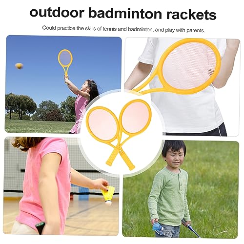 Mikinona 2Pcs Parent Outdoor Sports Tennis Racket Set Large Racket with Tennis Balls and Badminton Rackets for Durable Material for Family Fun