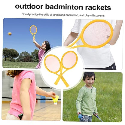 Mikinona 2Pcs Parent Outdoor Sports Tennis Racket Set Large Racket with Tennis Balls and Badminton Rackets for Durable Material for Family Fun