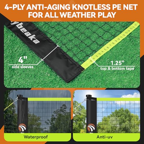 12ft Badminton Net Set for Backyard Beach with Durable Anti-Sagging Net, Heavy Duty Poles, 2 Aluminum Badminton Rackets, 3 Shuttlecocks, Carry Bag - Easy Setup & High Stable