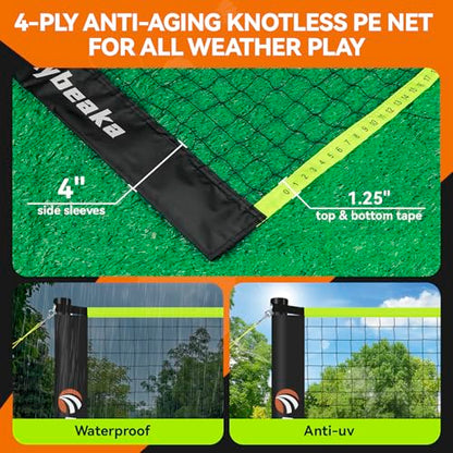 12ft Badminton Net Set for Backyard Beach with Durable Anti-Sagging Net, Heavy Duty Poles, 2 Aluminum Badminton Rackets, 3 Shuttlecocks, Carry Bag - Easy Setup & High Stable