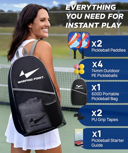 Pickleball Paddles Set of 2, Fiberglass Pickleball Set, Durable & Lightweight USAPA Approved Pickle Ball Rackets 2 Pack Pickleball Gifts for Women with Bag & Outdoor Balls for Men Beginner Kids Adults - style: 14MM | Dark Blue