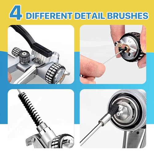 25 Pcs Spray Gun Cleaning Kit, 4 Pcs 500ML Bottle and 21 Pcs Spray Paint Gun Cleaning Brushes, Plastic Squeeze Wash Bottle, Airbrush Clean Set for Spray Guns Suction Gravity Pressure Feed