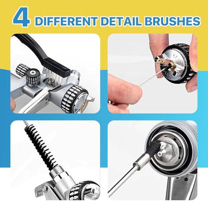 25 Pcs Spray Gun Cleaning Kit, 4 Pcs 500ML Bottle and 21 Pcs Spray Paint Gun Cleaning Brushes, Plastic Squeeze Wash Bottle, Airbrush Clean Set for Spray Guns Suction Gravity Pressure Feed