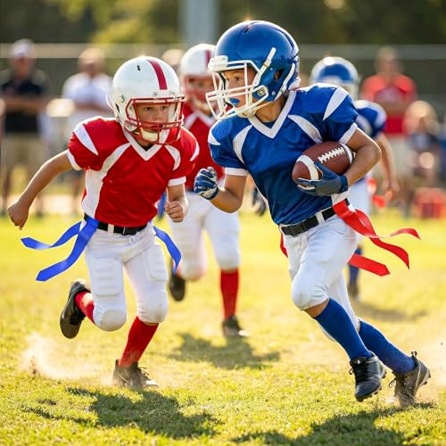 Flag Football Set for 14 Players, Complete 7v7 Game Flag Football Belts Set with Adjustable Belts, Size 6 Ball, Cones & Bag, Perfect for Family Reunions, School P.E. & Recreational Sports