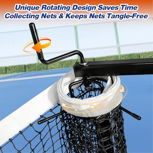 Movable Sports Net Storage Rack with Lockable Wheels, Heavy-Duty Holder for Volleyball, Tennis, Pickleball, Badminton Nets, Space-Saving Support Rack with Swivel Handle & Dust Covers - style: Holds 2 Nets