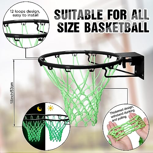 Jenaai 3 Pcs Glow Basketball Set, Includes Size 7 Glowing Basketball Light up Nightlight Net with Pump for Hoop Luminous Sports Gift Sports Prize Back to School