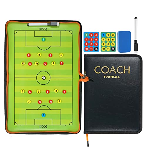 FantasyDay Soccer Coaching Tactical Board, Portable Magnetic Football Coach Blackboard Futsal Tactics Strategy Board - Sport Gift Training Assistant Equipment KIt with Player Markers, Pen and Eraser - color: #4
