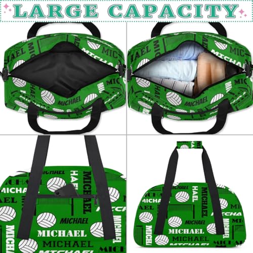 Custom Volleyball Gym Bag Duffel Bag for Women Men, Personalized Name Sport Bag Overnight Bags Customized Travel Weekender Bag, Dark Green - color: Dark Green