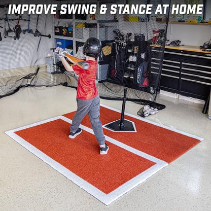 GoSports Baseball and Softball Hitting Mat with Batting Stance Alignment Guide - 6 x 4 ft