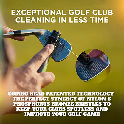 Frogger BrushPro Golf Club Cleaner with Ergonomic Grip and 2.5 ft. Retractable Cord - Sturdy Golf Club Brush and Groove Cleaner for Golfers