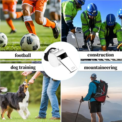 2 Pack Sports Whistle Stainless Steel Coach Whistle with Lanyard Loud Crisp Sound Referee Whistles for Football Basketball Soccer School Referees Coaches Lifeguard Emergency